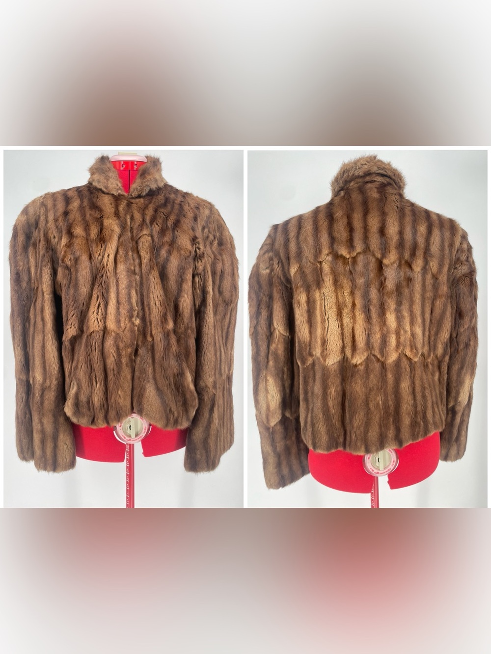 Edward Kakas & Sons 1950s Luxury Brown Mink Fur Short Coat Scalloped Design